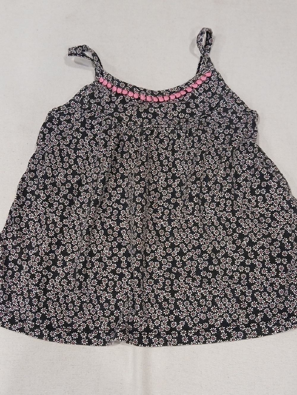 OshKosh B'gosh Black Floral Tank Top with Pink Trim